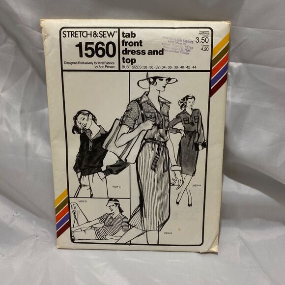 1981 Stretch and Sew Tab Front Dress and Top Design Patterns By Ann Person - Picture 2 of 12